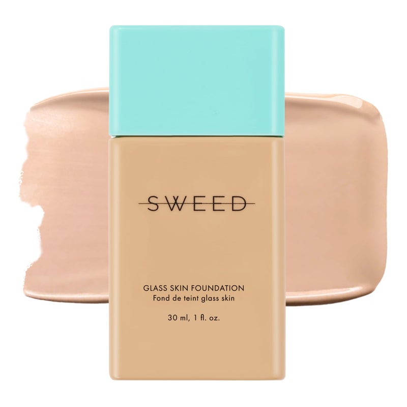 SWEED  Glass Skin Foundation  LongLasting Fluid Formula  Hydrate Moisturize Lift Plump Protect  Vegan CrueltyFree Clean Beauty 04 LIGHT C